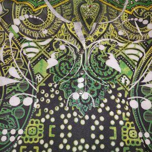 Style & Co Bright Greens Etc. Size M Top with Bling & 3/4 Sleeves